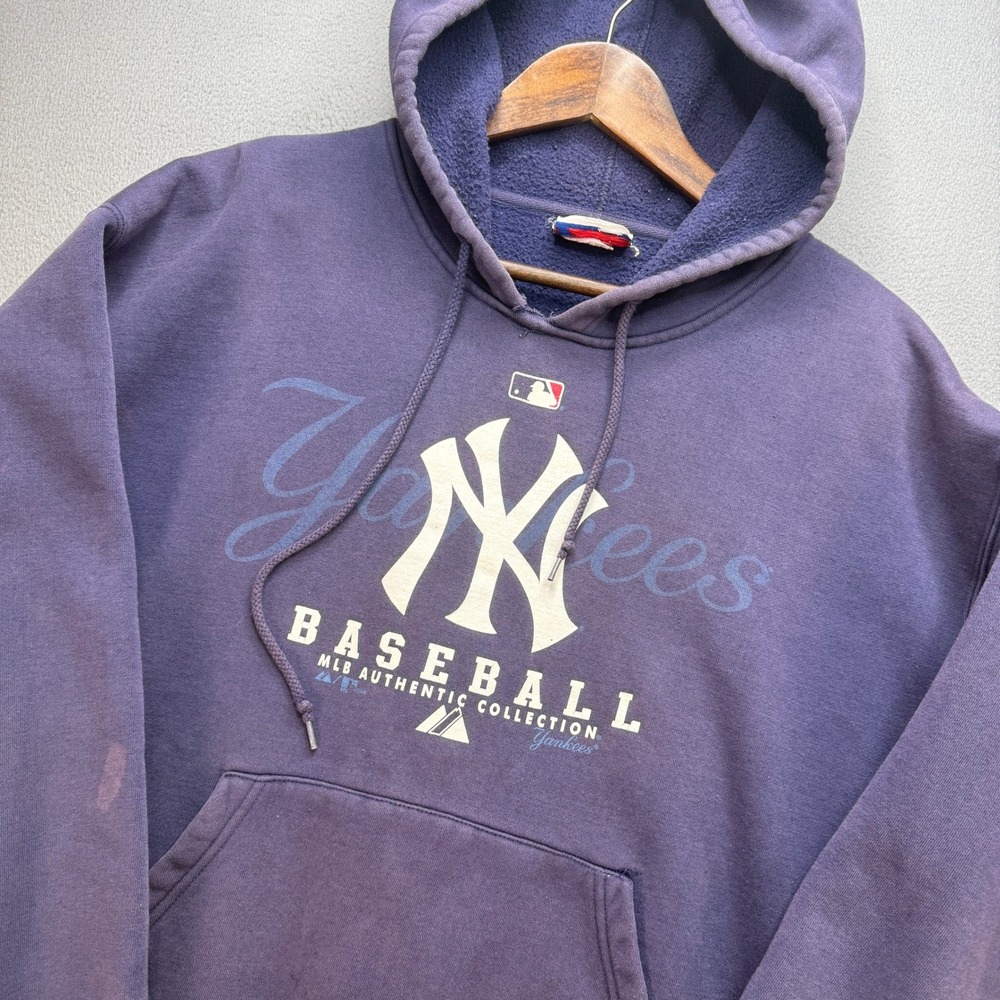 Yankees MLB Authentic Collection Hoodie Majestic Mens Navy Blue Pullover Y2K